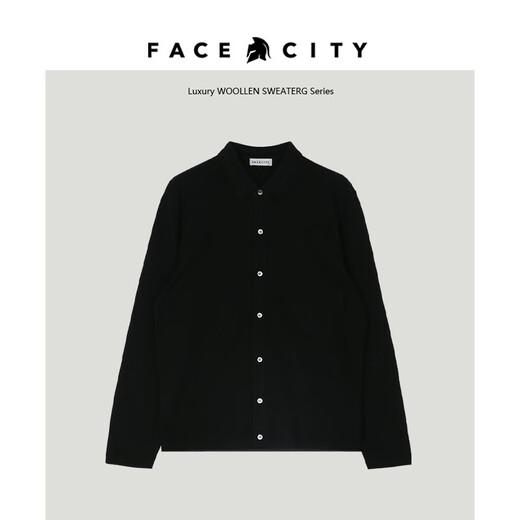 FACECITY Тонкая куртка из овечьей шерсти, повседневная однобортная мужская куртка с лацканами, мужской свитер, вязаная куртка, черный, черный M