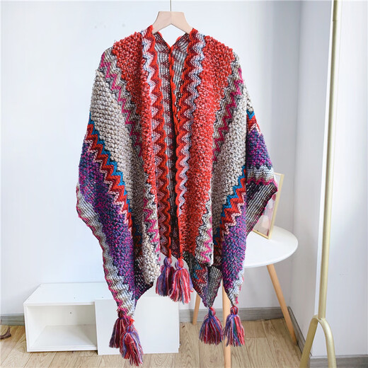 
Female shawl with a female shawl with Yunnan Lijiang Qinghai Xinjiang Tibetan ethnic style tourism cloak cloak blanket scarf for women shawl [red rose splicing]