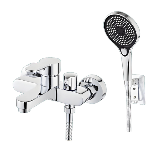 Jomoo all-copper shower mixing valve faucet bathroom three-piece supercharged shower set hot and cold bathtub triple all-copper upgraded and thickened version-shower set