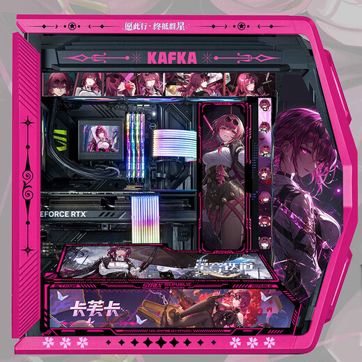 华硕（ASUS）ROG GR701 创世神机箱 吹雪机箱EVA明日香联名台式机箱ARGB灯板全塔定制机箱白色机箱电源水冷套装 卡芙卡主题（黑粉创世神+灯板）
