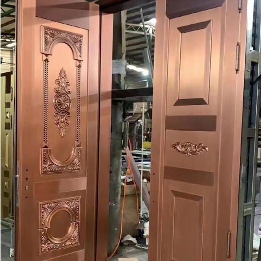 维诺亚铜门别墅大门双开门农村自建房镀铜对开子母入户门铸铝门定制 钢铜0.8镀锌龙骨PVC防火平方价