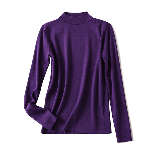 Lishe (LISHE) European and American Spring and Autumn 2025 new tight base sweater for women slim black long-sleeved pullover half-turtleneck sweater black L