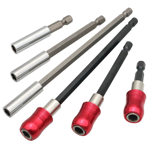 Bit extension rod 6.35mm hexagonal handle self-locking air batch extension rod with strong magnetic electric hand drill 1/4 bit connecting rod red self-locking model (total length 60mm) single