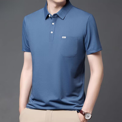 Camiseta de algodón de algodón de verano de alta gama Hengyuanxiang para masculina de camisa de media manga cuello de papá transpirable