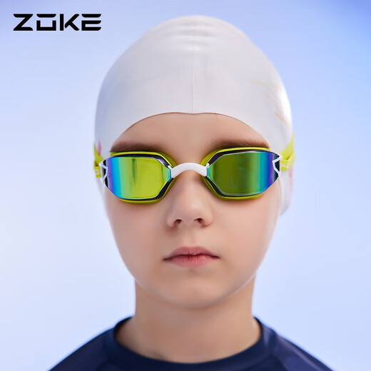 ZOKE swimming goggles, youth competition and racing, suitable for many occasions, high-definition anti-fog, waterproof, electroplated swimming training swimming goggles, orange and black (electroplating) 623502202-2