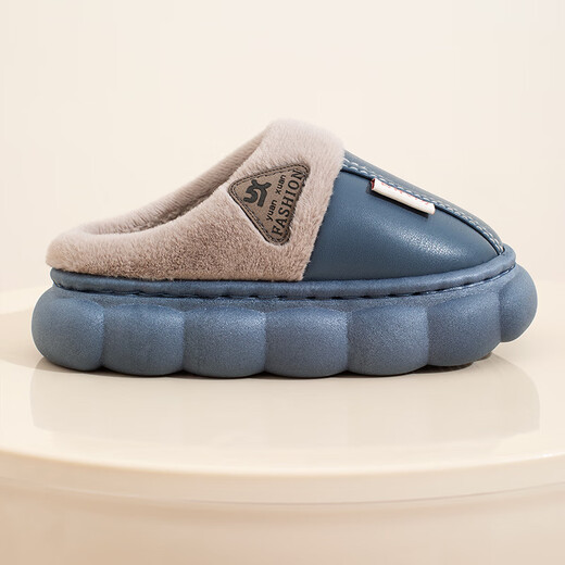 Candy astringent winter parent-child waterproof cotton slippers for boys and girls with poop-feeling soft soles and non-slip indoor home warm bag and cotton shoes. Triangular slippers - pink 26-27, inner length 16.5CM