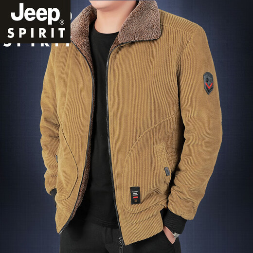 Jeep Spirit Lapel Jacke für Männer reine Baumwollcordwäsche -Baumwolljacke für Männer Herbst und Winter Lose verdickte Baumwolljacke für Männer Winterjacke für Männer neue Produkte 6630 gelb m -110jin [Jin gleich 0,5 kg]