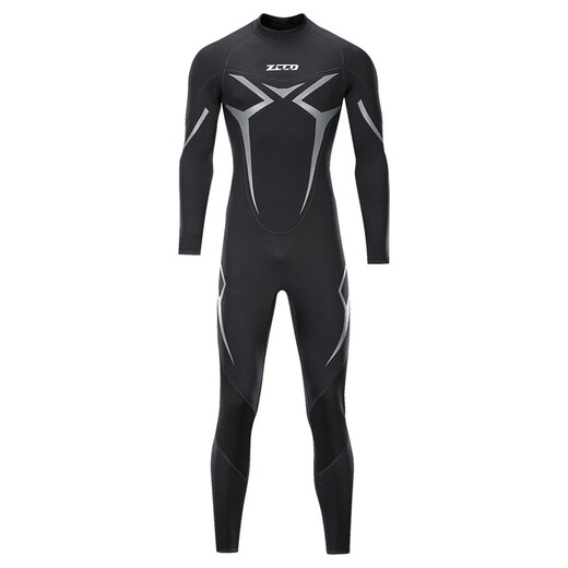 ZCCO3mm wetsuit one-piece men's warm elastic wear-resistant wet suit cold-proof wetsuit winter swimming suit SCR black S