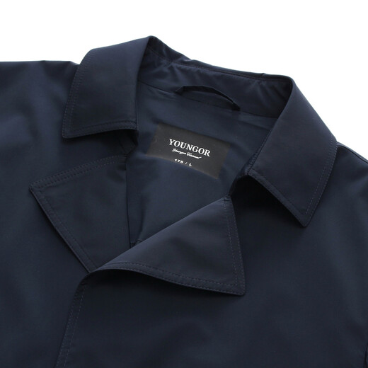 YOUNGOR windbreaker men's lapel long single windbreaker fashionable business casual men's top jacket GYDF424997FQA navy blue XL 180/100A
