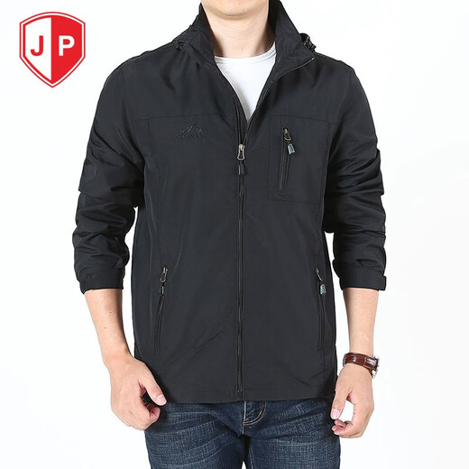 JP秋季男士连帽休闲夹克秋季透气外套689 5326深蓝色 4XL(适合185斤-200斤)