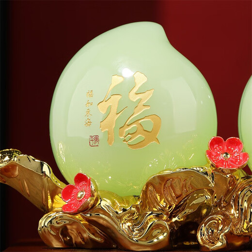 禾笙堂琉璃玉福寿双全寿桃摆件寿工艺礼品客厅装饰品祝寿贺寿送老人生日 福寿双全 长约26*12*16cm