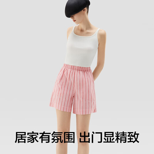 蕉内棉棉5系纯棉睡裤男女士夏款100%精梳棉条纹居家短裤情侣【活动】 【女士】空蓝条纹 M