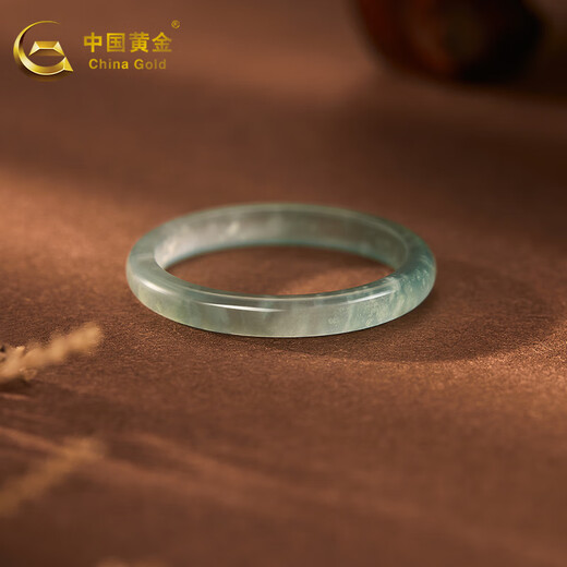 China Gold (CHINA GOLD) jadeite ring, ice seed floating flower, blue water jade ring, ring for girlfriend, birthday gift for wife, circle number 13