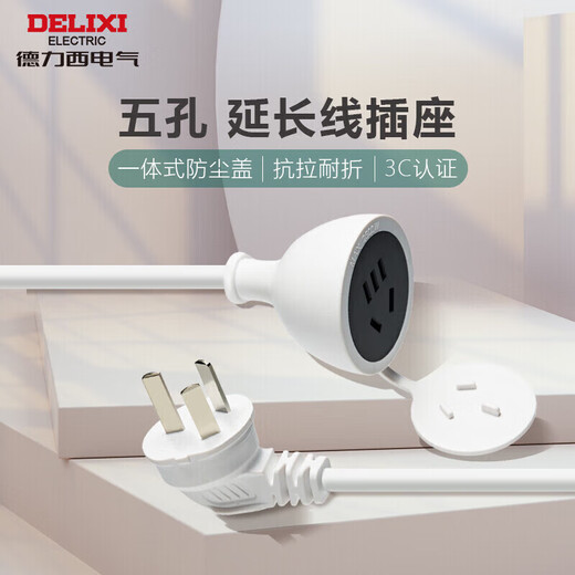德力西(DELIXI) 电源插座延长线/电线插座/延长线插座电动车充电延长线/插排/排插 10A 全长0.6米无开关
