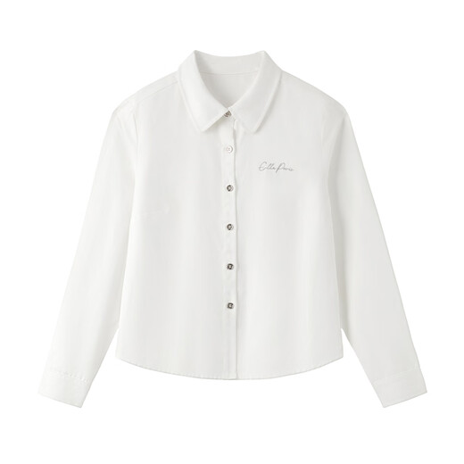 ELLE KIDS children's clothing French preppy style soft velvet waist shirt girls autumn and winter versatile base shirt white 120 (110/120)