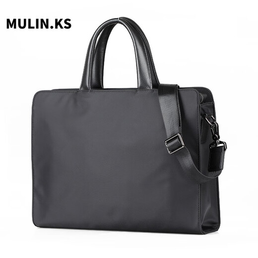 MuLin.Ks Men's Handbag Business Briefcase Men's Canvas Casual Computer Bag Crossbody Document Bag Large Capacity Briefcase Black - Trolley Case Straps on the Back