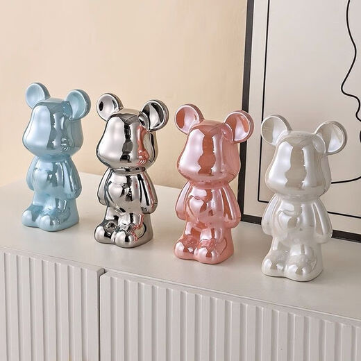 
Yunya Violent Bear Ornaments Living Room TV Cabinet Wine Cabinet Decoration Light Luxury High-end Ceramic Piggy Bank Home Birthday Gift Love Bear Four Pack (White, Pink, Blue, Silver) 35cm