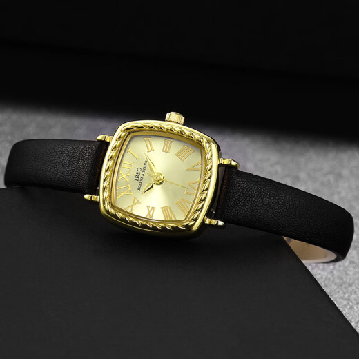 Audemars Pixar (IBSO) new watch for women simple temperament quartz watch women's watch waterproof small square watch female watch student watch for girlfriend 9226 rose gold-red belt [imported movement]