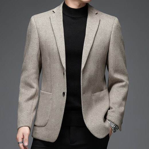 CAIDEN KETCH男装品牌西服男2025春秋季新款【精选羊毛】休闲西装男士修身外套 灰咖色 2XL 185