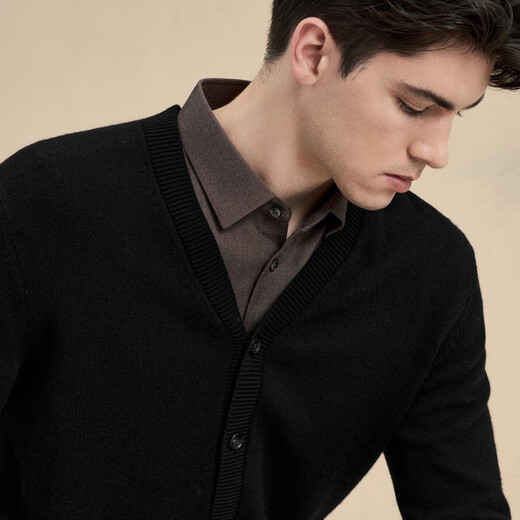 Emz Ordos [Wool Cashmere] Nouveau automne et chair de chair en velours pour hommes en veille en vette chaude en V
