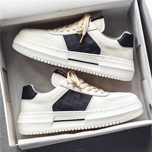 Shoes for men in summer breathable thick sole trendy versatile sports shoes for men in men’s board shoes breathable trendy shoes fashion casual shoes 9906 white and black 44
