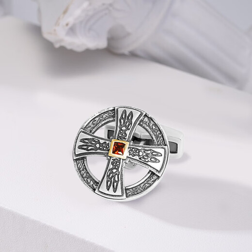 TATEOSSIAN [Limited] Cross garnet cuff links silver jewelry French cuff nail light luxury jewelry for men holiday gifts Cross cuff links (limited 100 pairs)