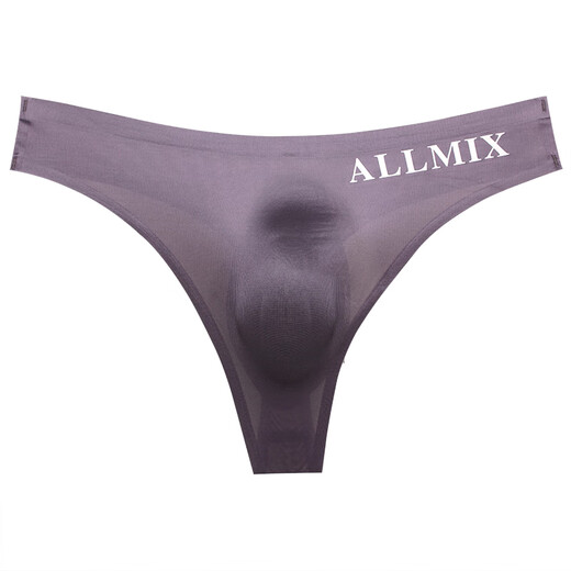 Le Jin [Jin equals 0.5 kg] Wei ultra-thin ice silk sports fitness single thong men's one-piece T transparent sexy low waist markless men's underwear pearlescent jean silk letters men's 3 packs M