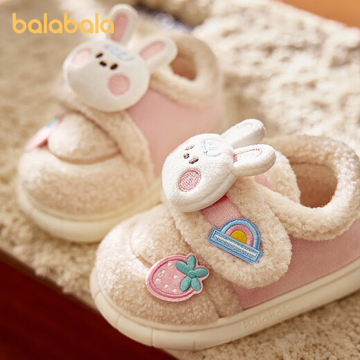 BALABALA Children's Cotton Shoes Boys 2025 New Winter Furry Shoes Girls Baby Thickened Velvet Winter Shoes Toddler Large Cotton Shoes Pink 22 Inner Length 14cm Suitable for Feet Length 13.5-14cm