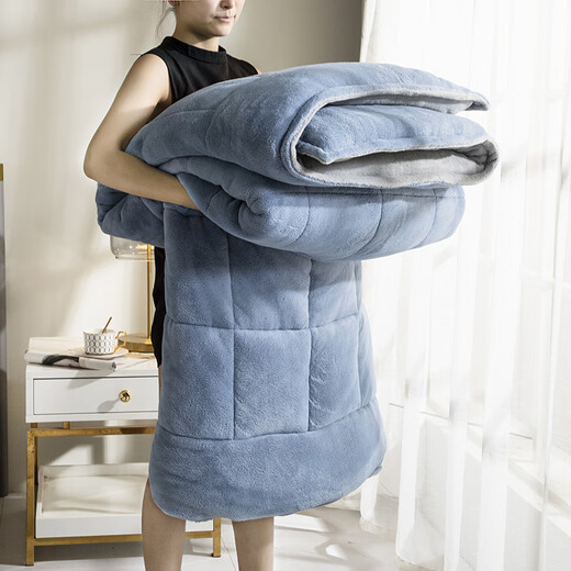I-WILL milk velvet winter quilt flannel quilt core thickened winter single fiber quilt blue gray 200x230cm 8Jin Jin equals 0.5 kg I-WILL milk velvet winter quilt flannel quilt core thickened winter single fiber quilt blue gray 200x230cm 8Jin Jin equals 0.5 kg
