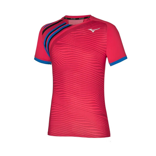 美津浓（MIZUNO）网球服男子速干运动短袖短裤澳网美网法网新款T恤衫 62GA2601-64红色 比赛服 S