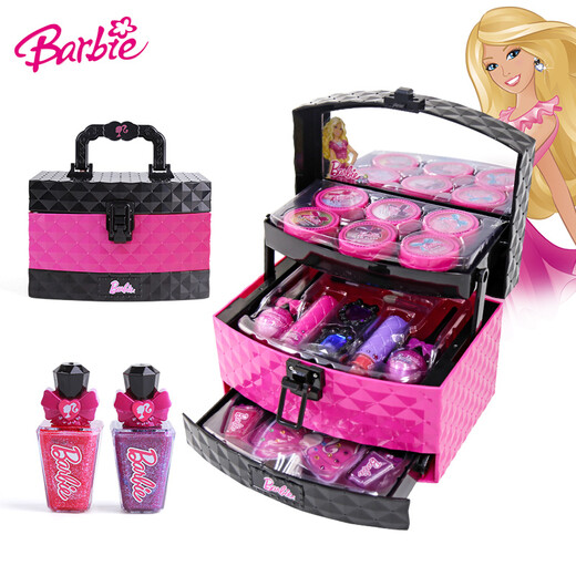 [70% neu] Barbie Barbie Kinderkosmetik Prinzessin ungiftige Make-up-Set-Mädchen spielen Haus Puzzle Toys Barbie Professionelle tragbare Make-up-Box