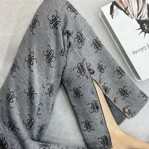 Mad Cortes trendy brand design 2025 autumn and winter slit full print women's high waist floor mopping pants small casual straight pants for women gray S