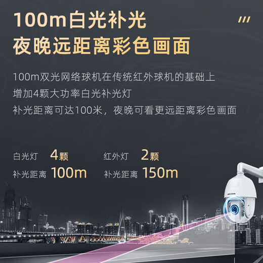 
HikVISION surveillance camera intelligent ball machine 6-inch 2 million gimbal rotation infrared fill light 150 meters night vision 23 times optical zoom One-click cruise DS-2DC6223IW-D 6223DW-D [100 meters dual-light night vision 23 times zoom] Official standard