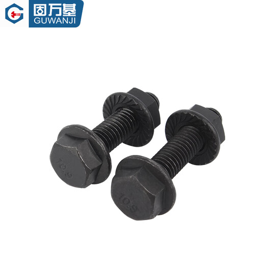 Guwanji 10.9 grade external hexagonal toothed flange screw nut external hexagonal bolt screw set GB5787 screw flat bottom M8x35 (10 sets) full tooth