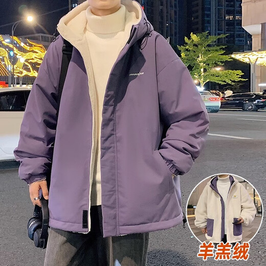 NASA BASE double-sided lamb velvet cotton coat men's autumn and winter velvet thickened feather puffer coat cotton jacket Jinjiang cotton coat gray green L 120-145Jin Jin equals 0.5 kg