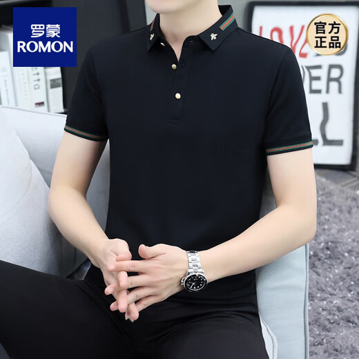 Romon Revers kurzärmeligte T-Shirt Trendy Herren Sommer Solid Color T-Shirt hübsches Polo-Hemd hochwertige Leitmänner Qy702 Gelb 2xl gutaussehender neuer Stil