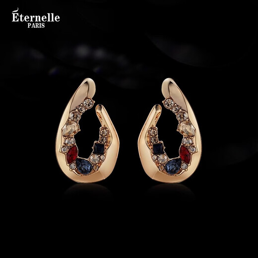 Eternelle French eternal Austrian crystal earrings French retro fashionable personality earrings for women with floral old money style