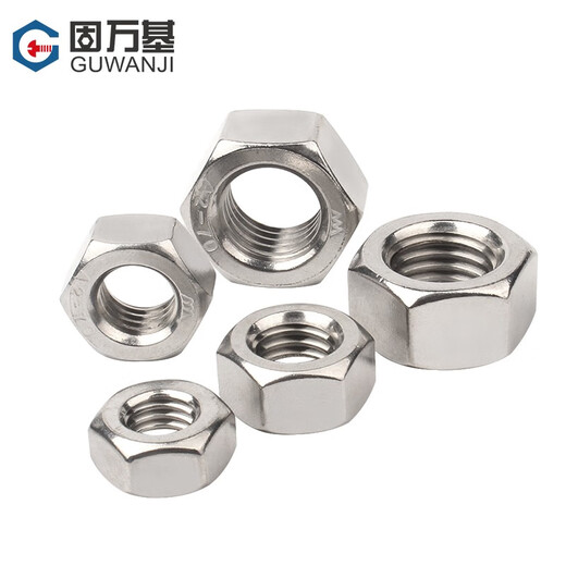 GUWANJI 304 stainless steel hexagonal nut 316L hexagonal nut 201 screw cap bolt set complete DIN934 national standard 304 material M6 50 pieces