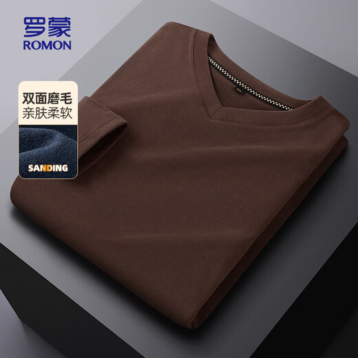 Camiseta de manga larga Romon Desarrollador de collar de pollo Autumn and Winter Camiseta informal de moda de manga larga Camiseta versátil 1518 Gray 185