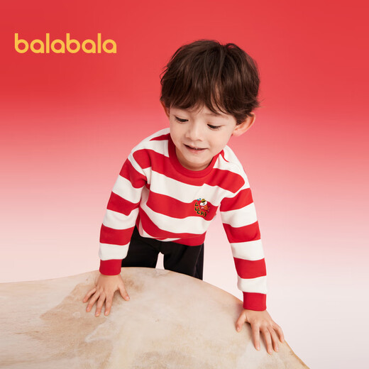 Balabala children's clothing children's sweatshirt girls boys 2025 spring and autumn loose striped velvet top trendy 208125121202