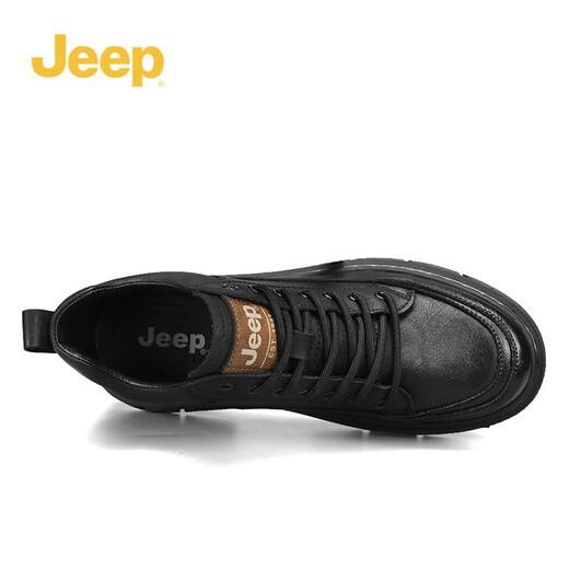 Jeep Herrenschuhe, niedrige Top-Martin-Stiefel 2024 Neuer Winter Britisch-Trendgeschäft Casual Herren dicker Lederschuhe schwarz 41
