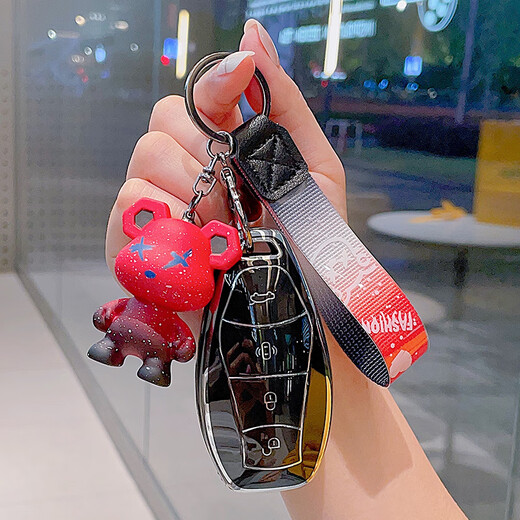 适用红旗h5钥匙套hs5车hq9扣h9 hs7新26款eh7包hs3 PHEV E-Hs9壳 红旗C款-黑套+灰熊 不确定买哪款可以联系客服咨询