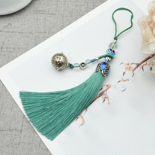 LEMIAO portable ancient style palace bell tassel pendant bag mobile phone chain lanyard pendant key chain lanyard bell tassel style gray tassel bell pendant A28-209
