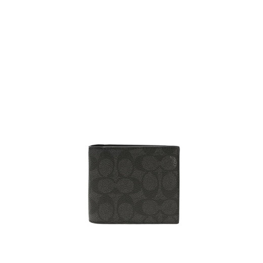 Coach Wallet Herren Short Wallet Card Clip Keychain Geschenkbox Schwarz und Grau CW344QBMI5