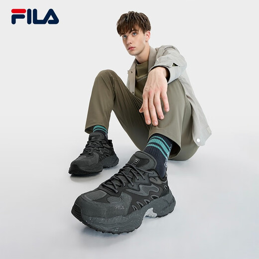 FILA fern straw shoes FERN men's shoes outdoor dad shoes casual shoes fashionable and comfortable sports shoes shade gray/black-DB 42.5
