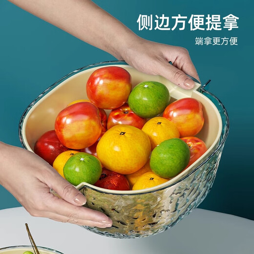 MUYA double-layer drain basket kitchen household fruit and vegetable washing artifact vegetable basket for washing vegetables glacier pattern vegetable basket and vegetable basin