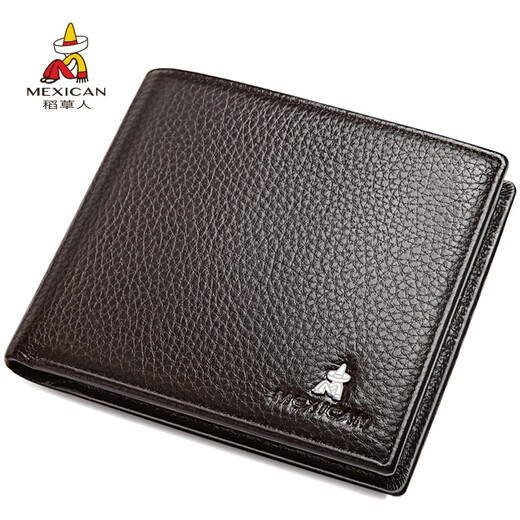 Scarecrow men's wallet genuine leather short top layer cowhide men's wallet ticket clip card bag new horizontal style can be placed on driver's license leather case [B] Black