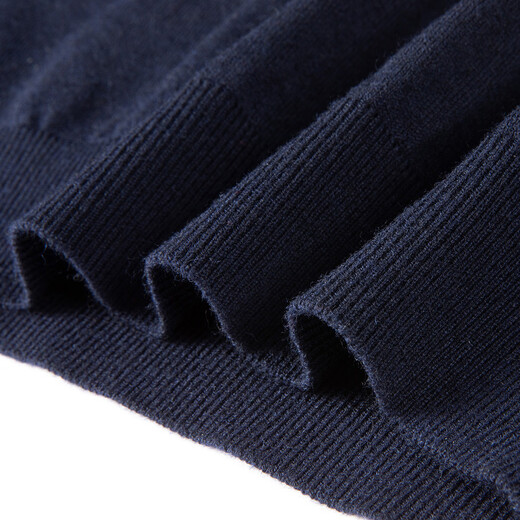 MONTAGUT Sheep Wool Blended Autumn and Winter Men's Polo Shirt Long Sleeve Embroidered Soft Knitted T-Shirt Navy 50