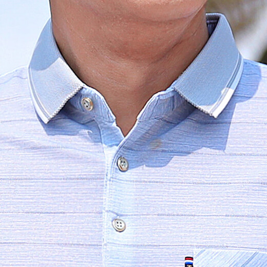 Baocai oveja papá verano camiseta de manga corta hombres de mediana edad y anciana seda de seda de polvo suelto camisa rayada de polvo ropa de día de padre regalo