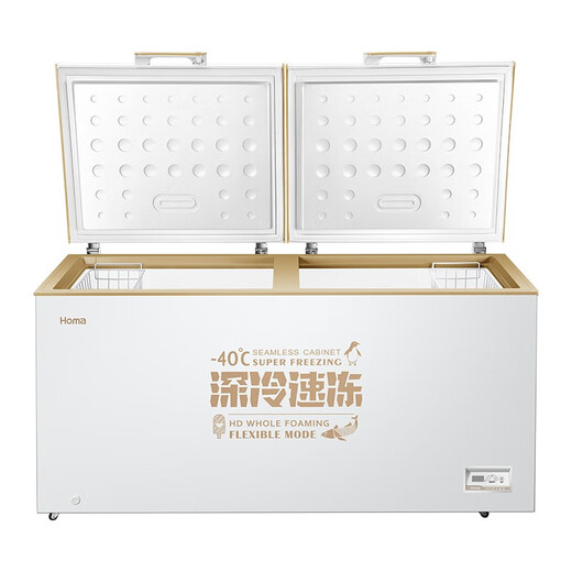 Homa 508 liter commercial refrigerator freezer computer temperature controlled large capacity horizontal freezer BC/BD-508EMBF deep cold brown